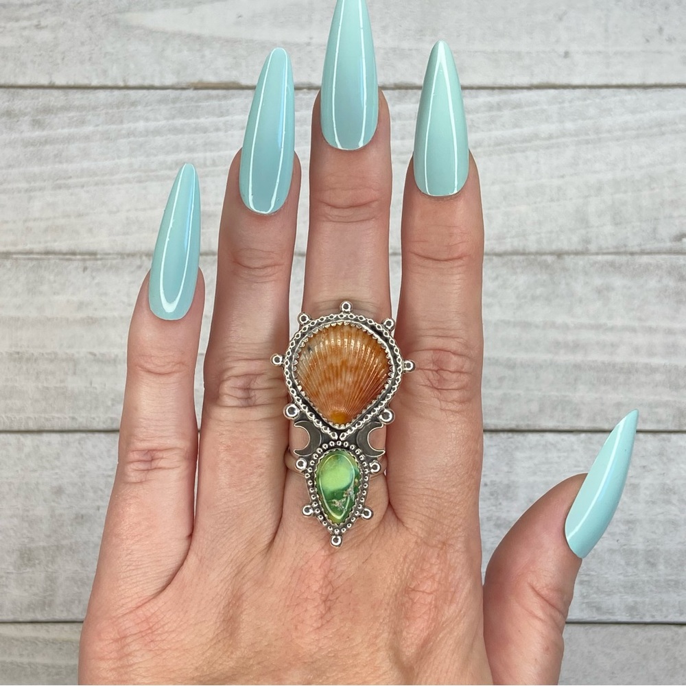 Turquoise Shell Ring - image 3